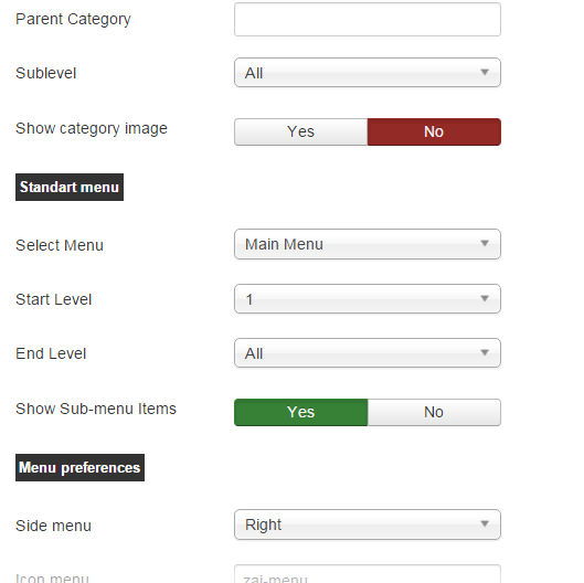 canvas menu admin