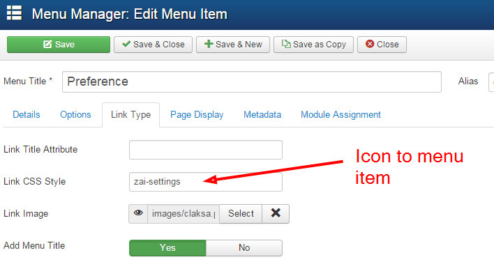 icon menu item