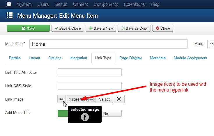 insert images module menu